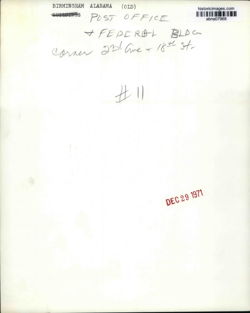 1971 Press Photo Alabama-Birmingham's old Post Office and Federal Building.