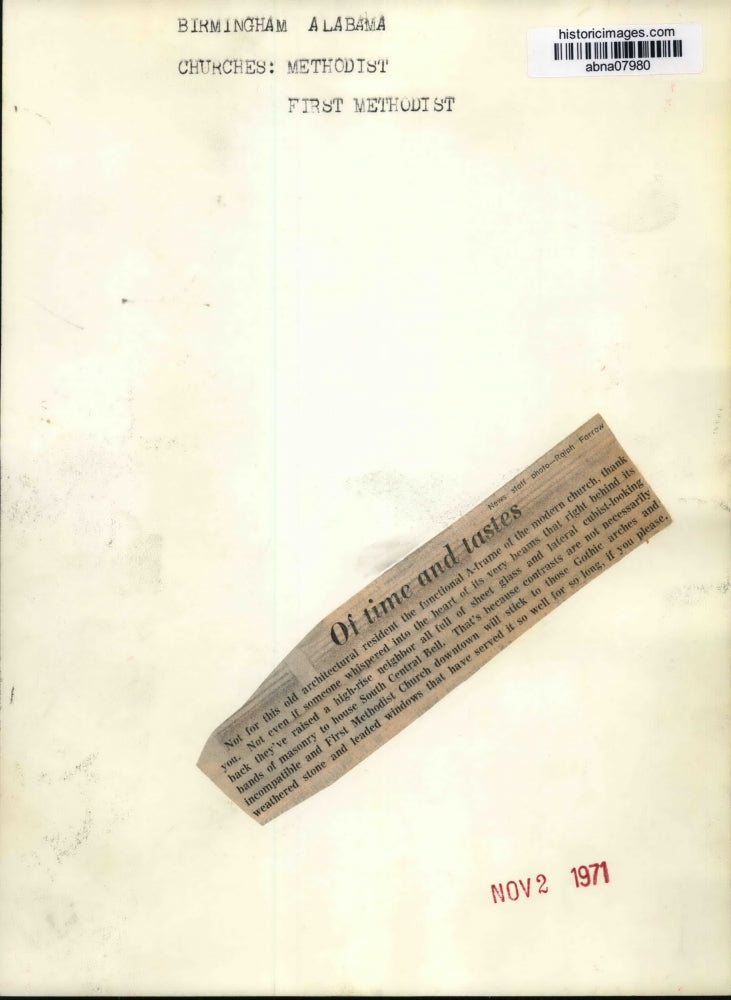 1971 Press Photo Alabama-Birmingham-First Methodist Church, South Central Bell.