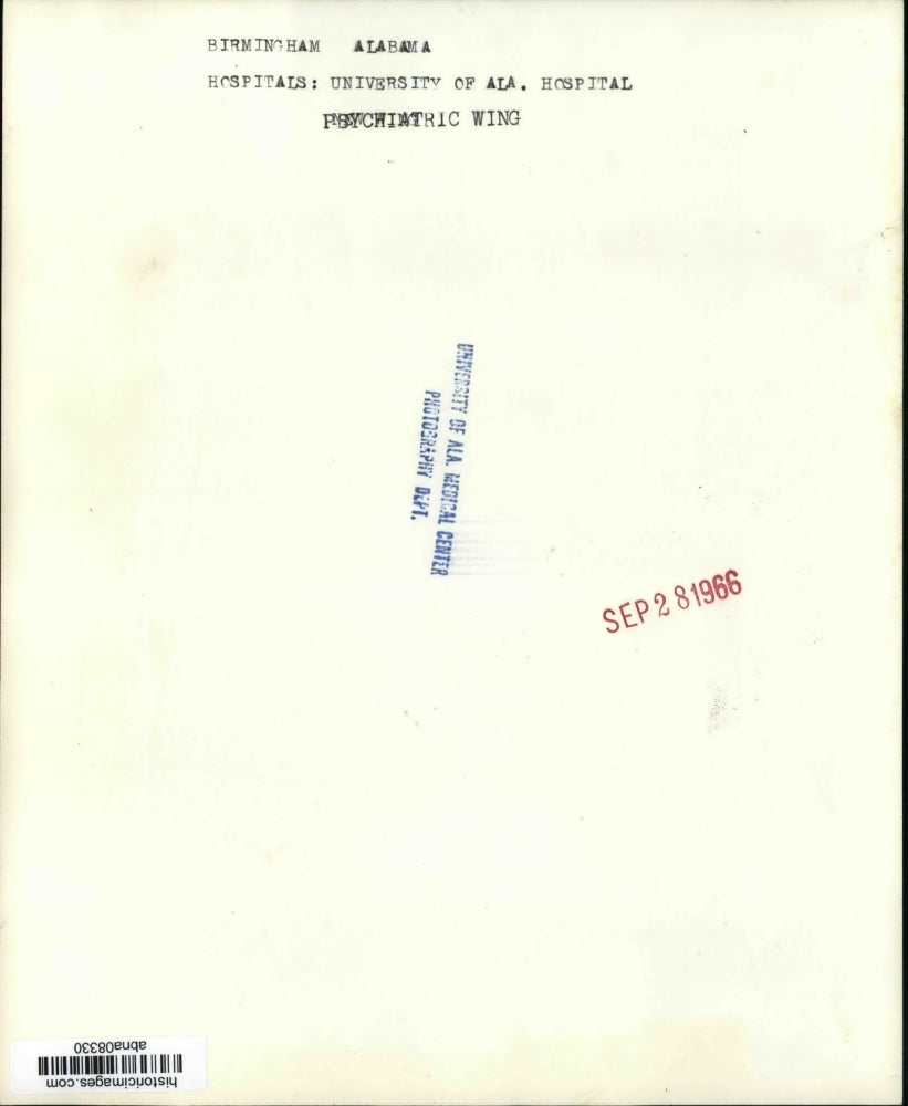 1966 Press Photo University of Alabama-Birmingham Hospital's Psychiatric Wing.