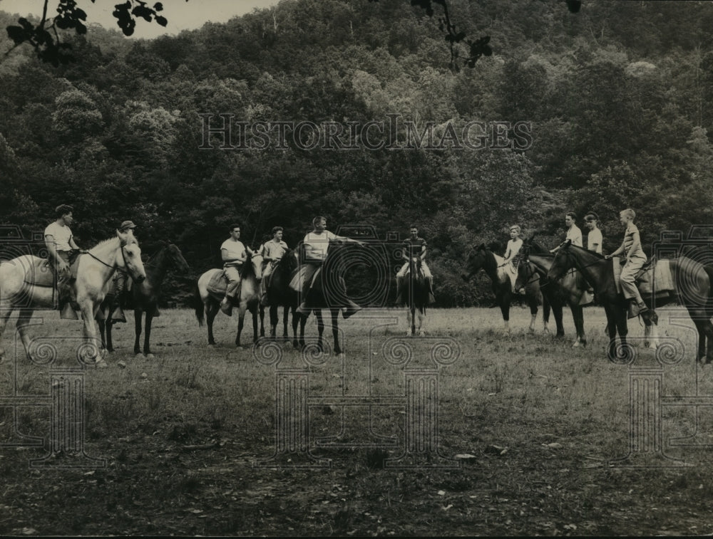 1949 Press Photo Alabama-Youth ride horses at Camp Cosby. - abna09546 - Historic Images