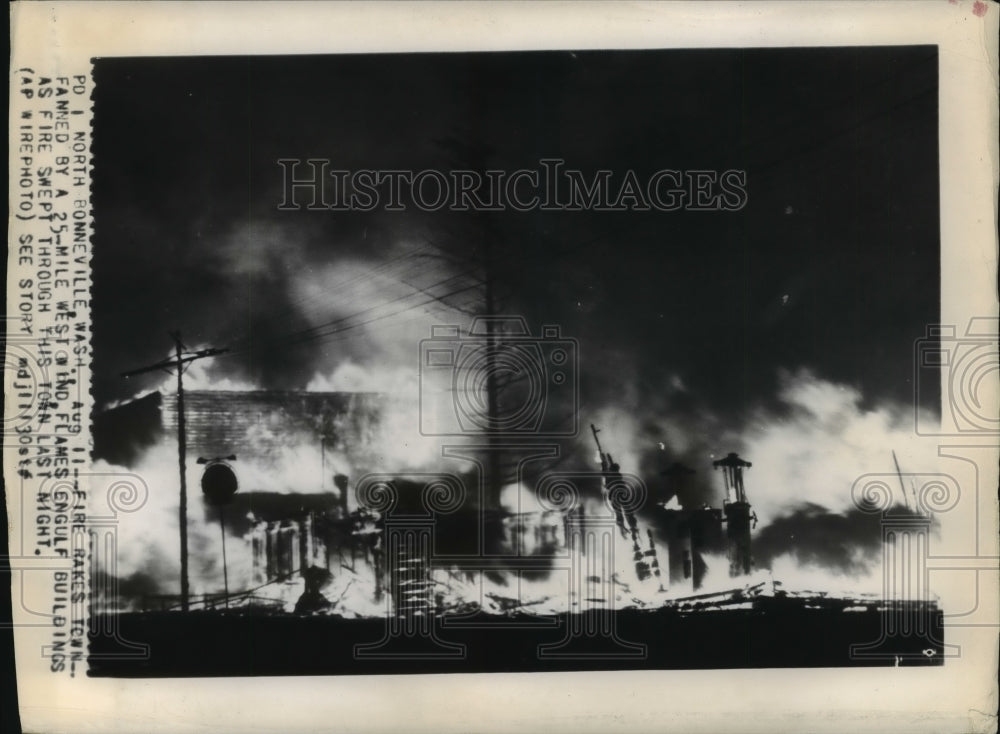 1948 Press Photo Flames Engulf North Bonneville, Washington - abna09761 - Historic Images