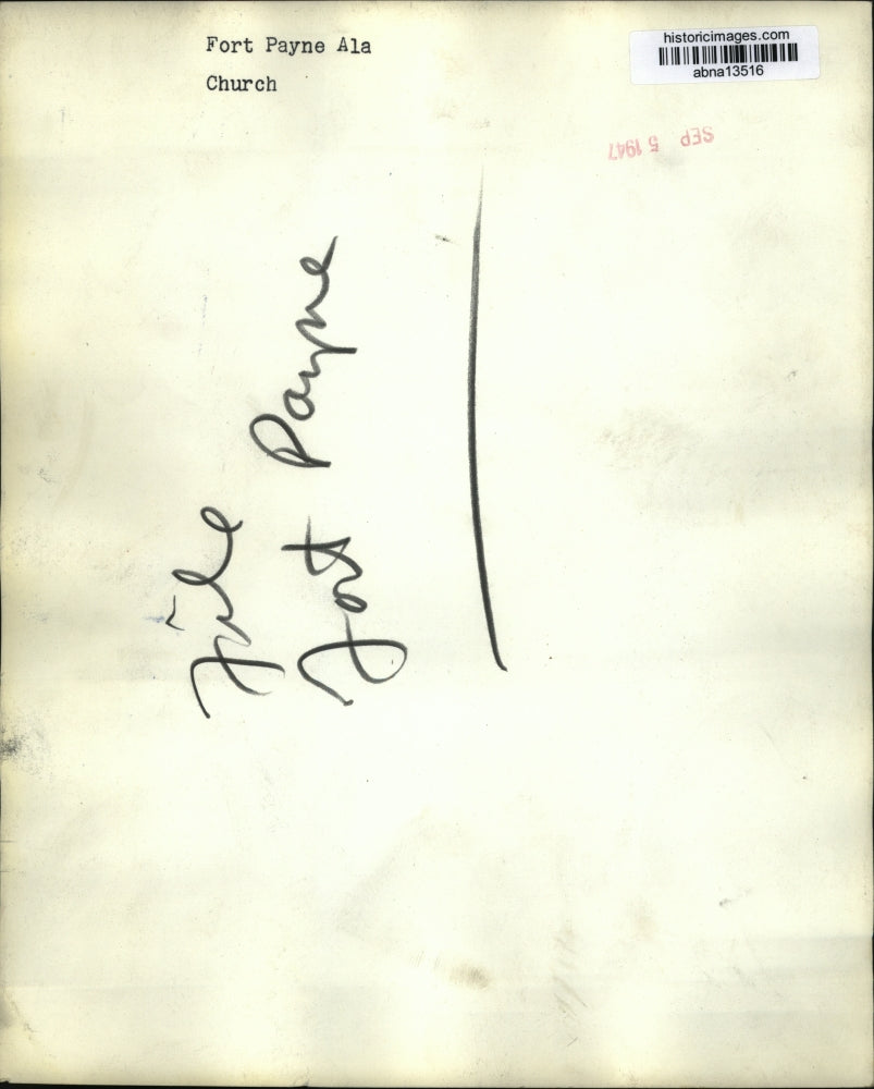 1947 Press Photo Architectural design of Fort Payne Church in Alabama