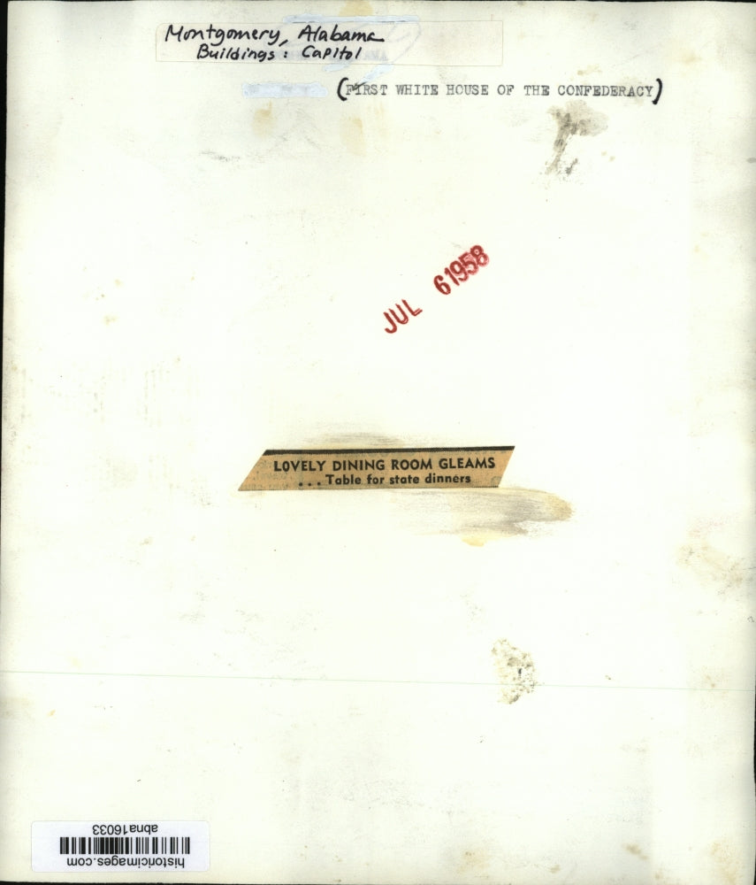 1958 Press Photo First Confederate White House Dining Room, Montgomery, Alabama