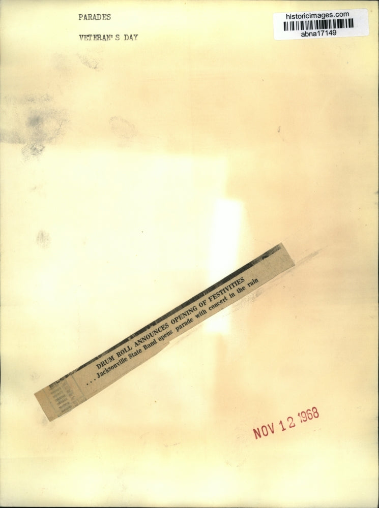 1968 Press Photo Drum Roll by Jacksonville State Band at Veteran's Day Parade