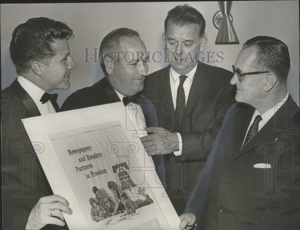 1965 Press Photo Elks Lodge members with Newspaper Week poster - abna19341 - Historic Images