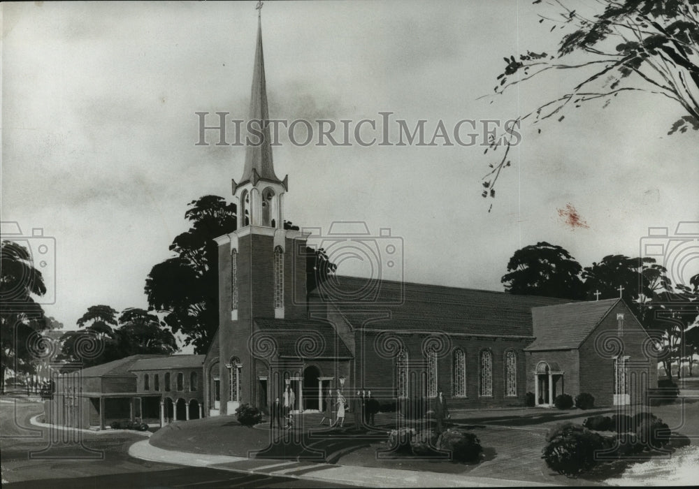 1961 Press Photo Proposed St. Luke&#39;s Episcopal Church, Birmingham, Alabama- Historic Images