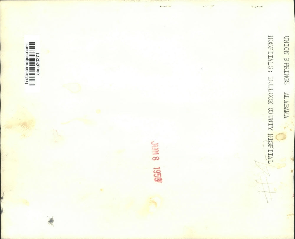 1953 Press Photo Bullock County Hospital Entrance, Union Springs, Alabama