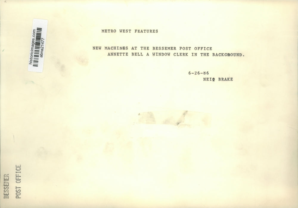 1986 Press Photo Annette Bell Working at Bessemer, Alabama Post Office