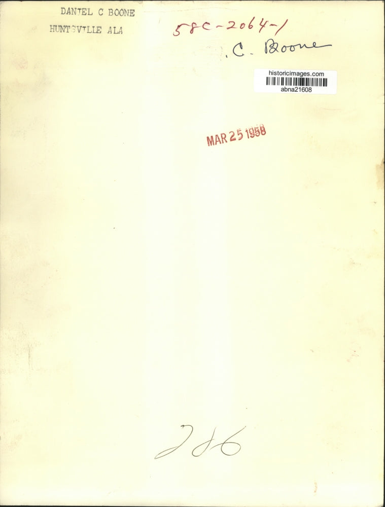 1958 Press Photo Daniel C. Boone, Huntsville, Alabama - abna21608