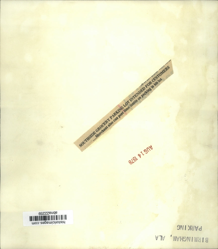 1978 Press Photo Signs posted at Birmingham, Alabama grocery store parking lot