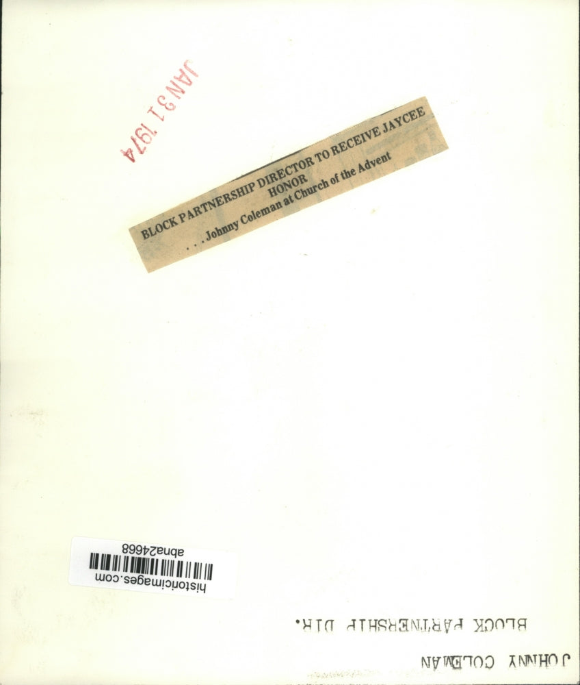 1974 Press Photo Johnny Coleman to Receive Jaycee Honor, Alabama - abna24668