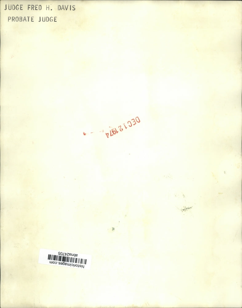 1974 Press Photo Bibb County, Alabama Probate Judge, Fred H. Davis - abna24705