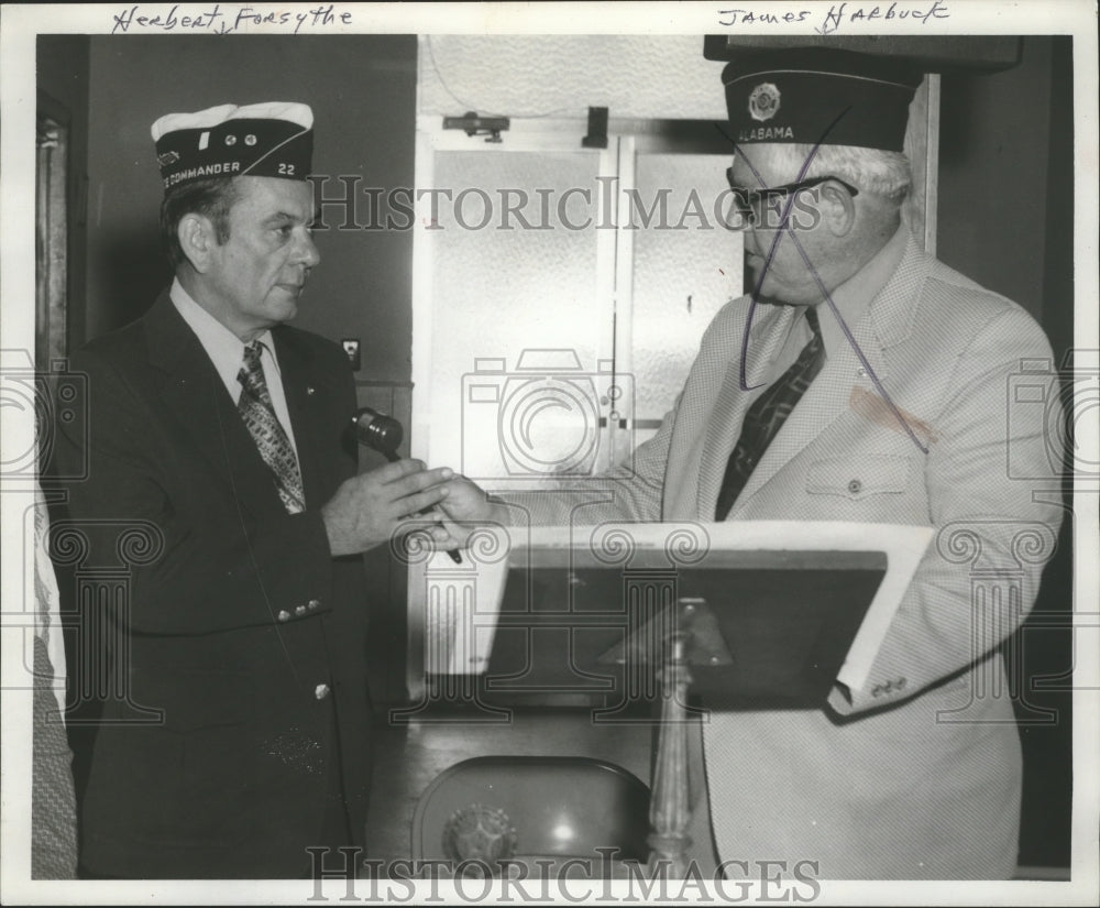 1972 Press Photo Herbert Forsythe and James Hardbuck, American Legion, Alabama- Historic Images