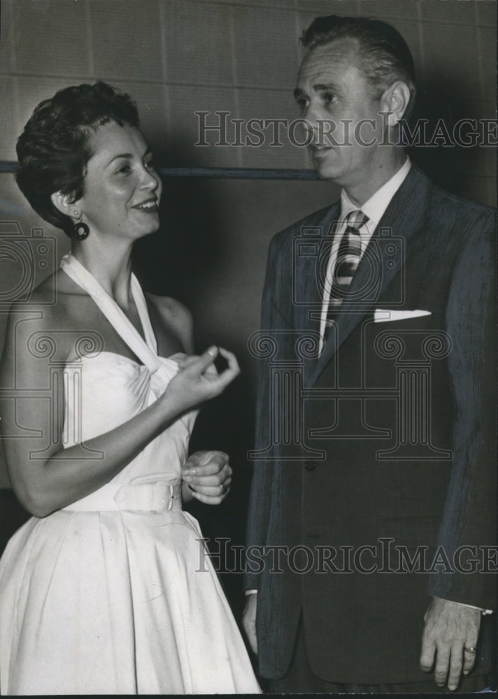 1957 Press Photo Al Tuscony, right, Talent Director with Woman- Historic Images