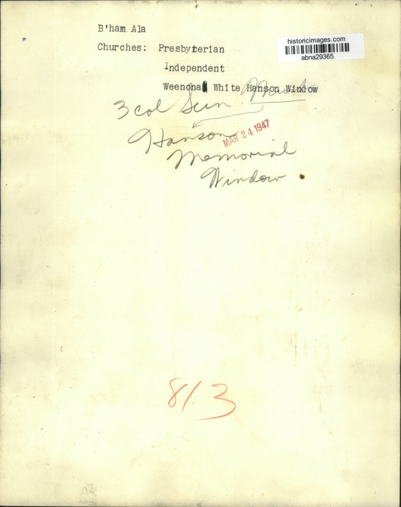 1947 Press Photo Presbyterian Independent, Weenona White Hanson Window