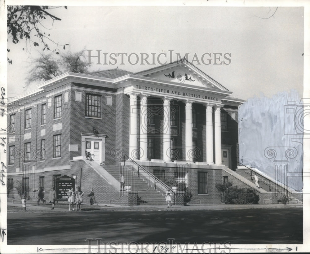 1956 Press Photo Birmingham, Alabama Churches: Baptist at Thirty Fifth Avenue- Historic Images