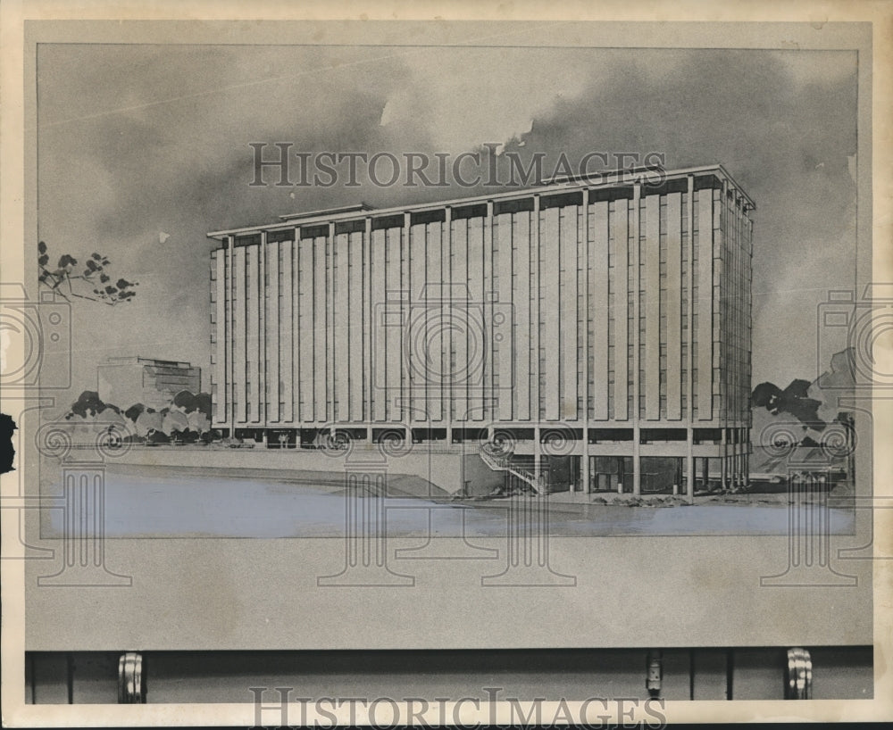 1965 Press Photo Sketch of science building at Birmingham Medical Center- Historic Images