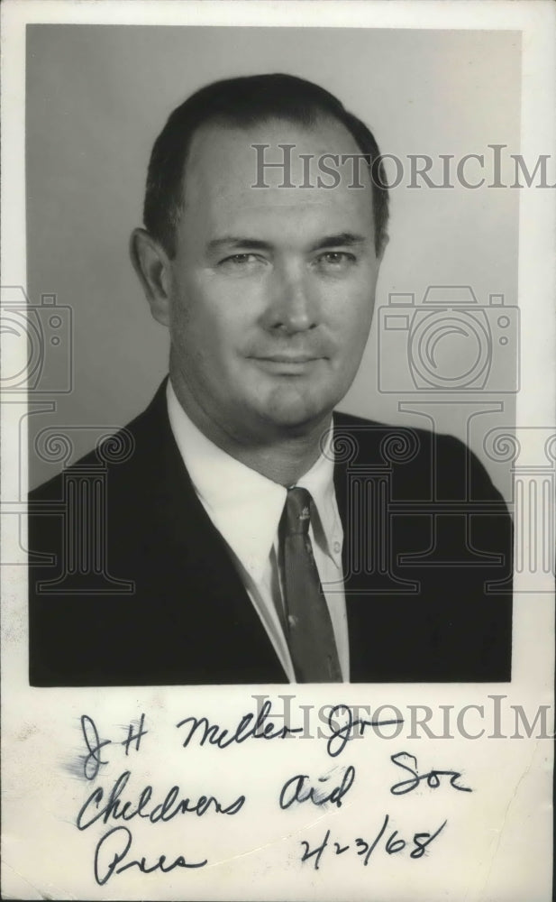 1968 Press Photo J.H. Miller Jr, President of Children&#39;s Aid Society, Alabama- Historic Images