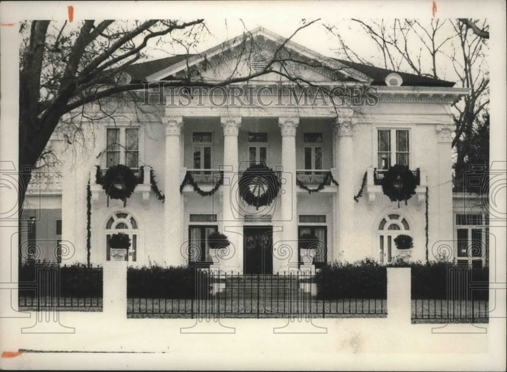 1966 Press Photo Montgomery, Alabama Governor&#39;s Mansion, Christmastime- Historic Images