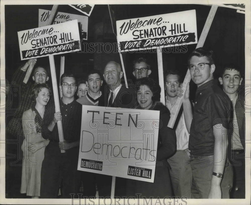 1962 Press Photo Congressman Lister Hill with Democrat Students- Historic Images