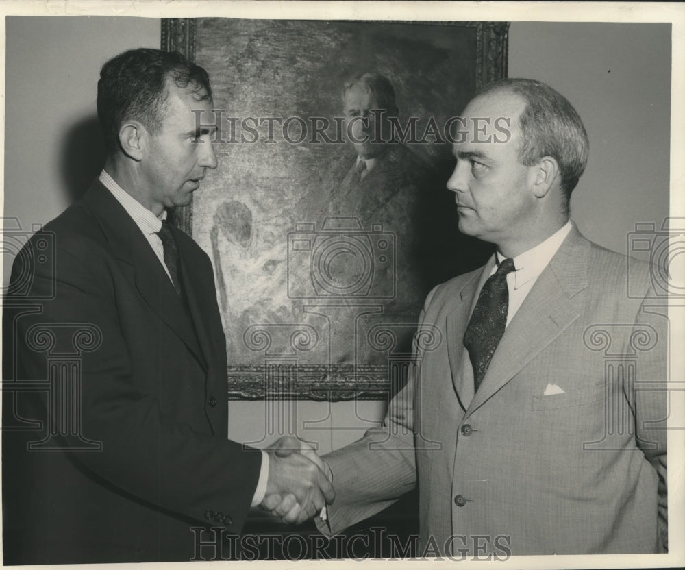 1952 Press Photo Bernard A. Monaghan and Frank Pace Jr., at the Pentagon- Historic Images