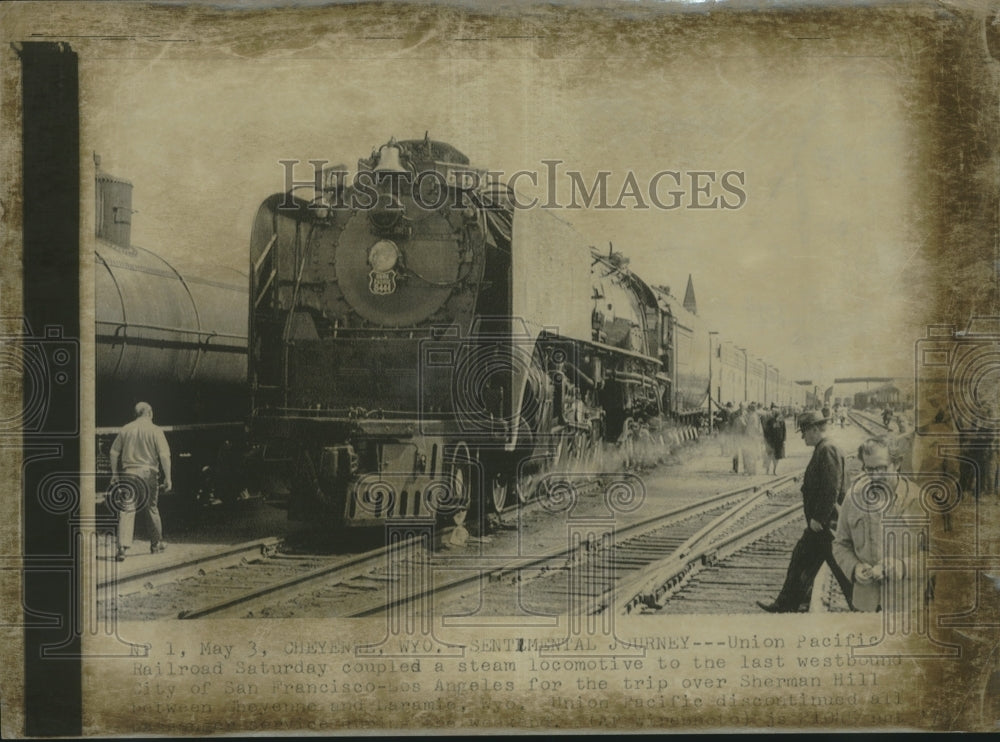 1971 Press Photo Union Pacific Railroad Steam Locomotive bound for San Francisco- Historic Images