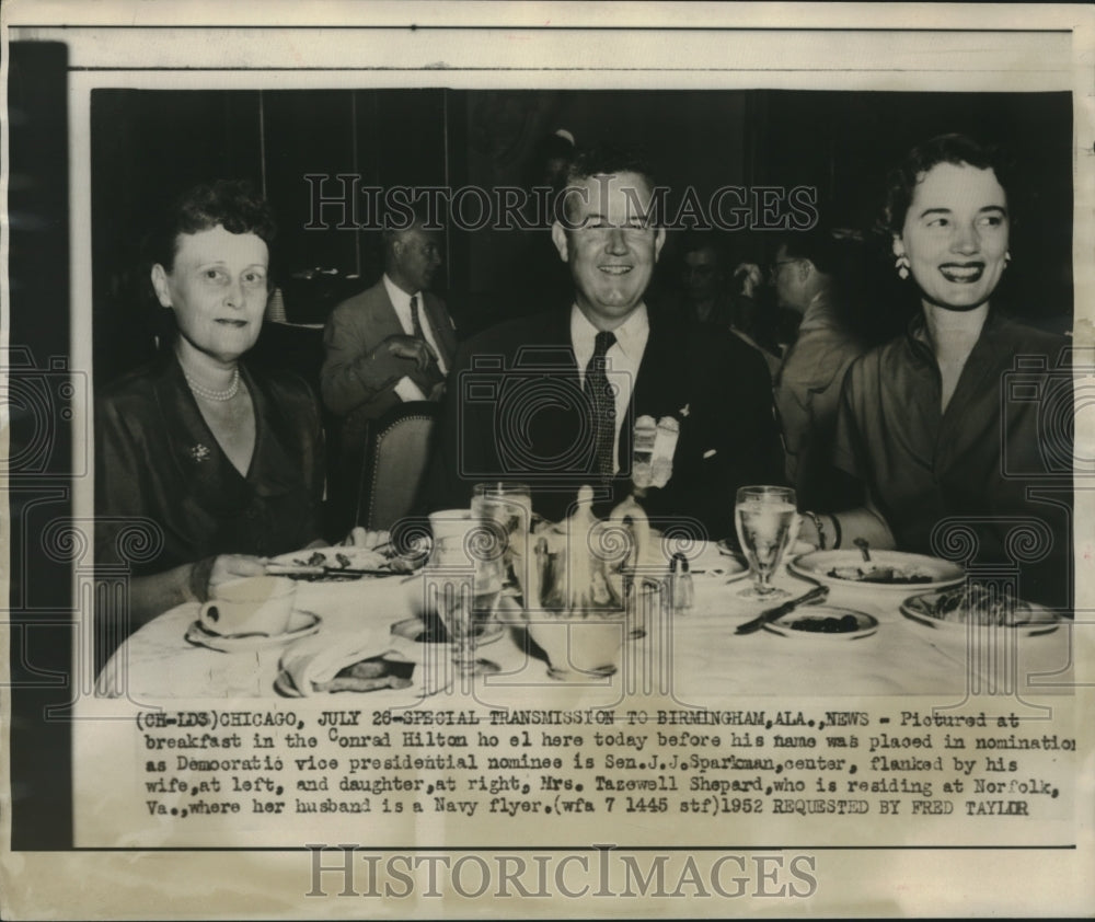 1952 Press Photo Senator J. Sparkman, Alabama, Democratic Vice President Nominee- Historic Images