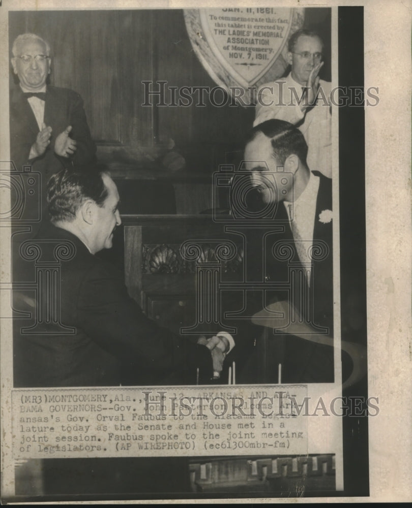 1959 Press Photo Governor John Patterson with Arkansas&#39;s Governor Orval Faubus- Historic Images