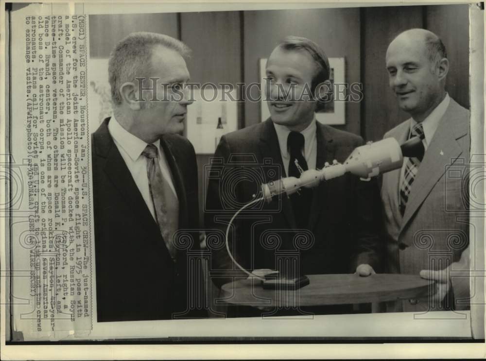 1973 Press Photo American Crew of Joint Soviet-US Space Mission- Historic Images