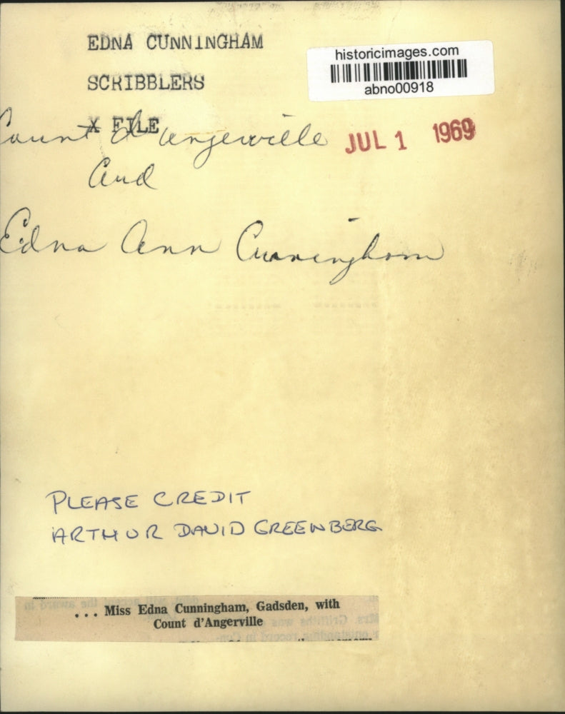 1969 Press Photo Count d'Angerville and Edna Ann Cunningham of Gadsden, Alabama