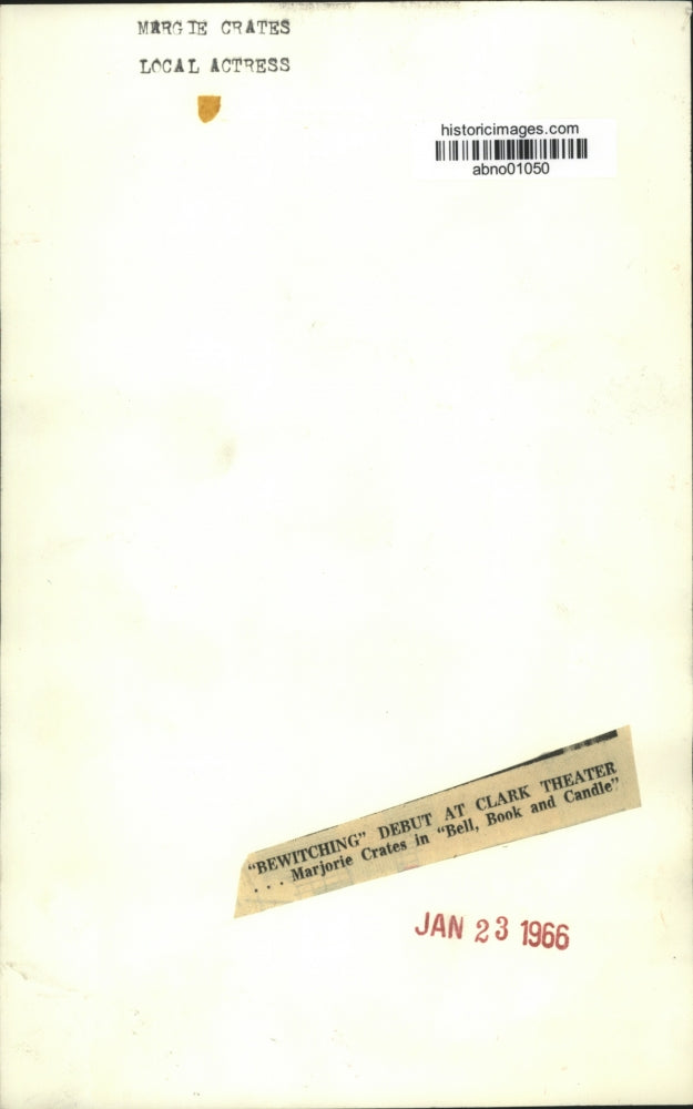 1966 Press Photo Local Actress Marjorie Crates in "Bell, Book and Candle"