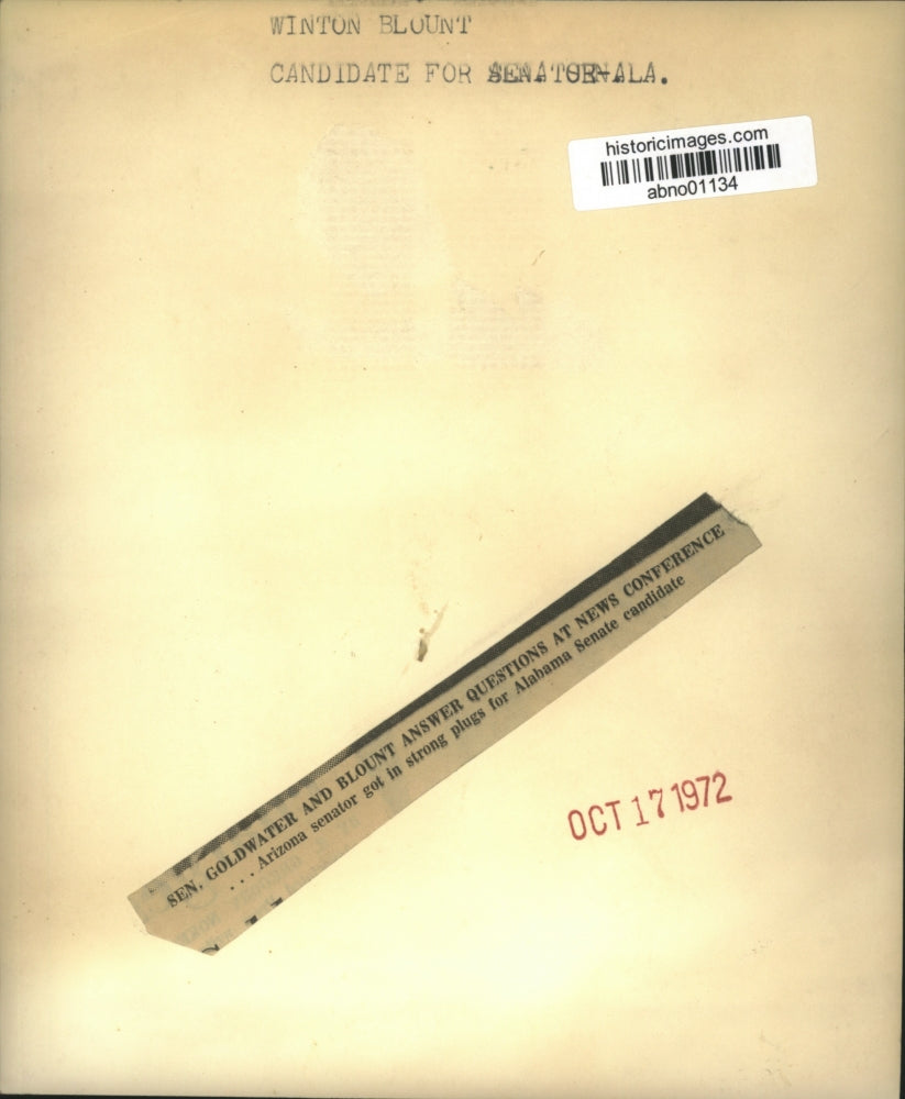 1972 Press Photo Winton Blount, candidate for senator, with Senator Goldwater