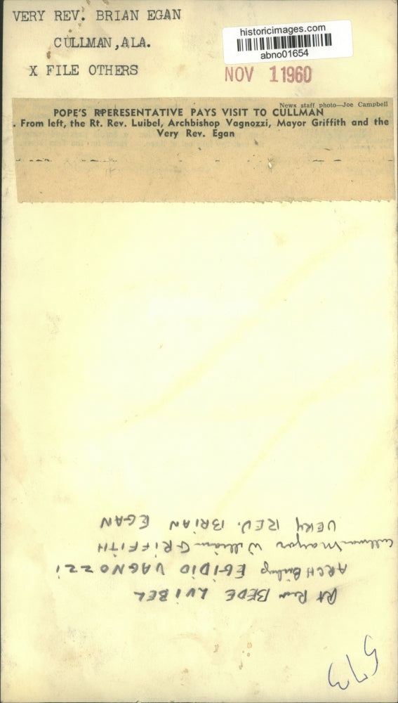 1960 Press Photo Reverend Brian Egan and other church leaders meet in Cullman