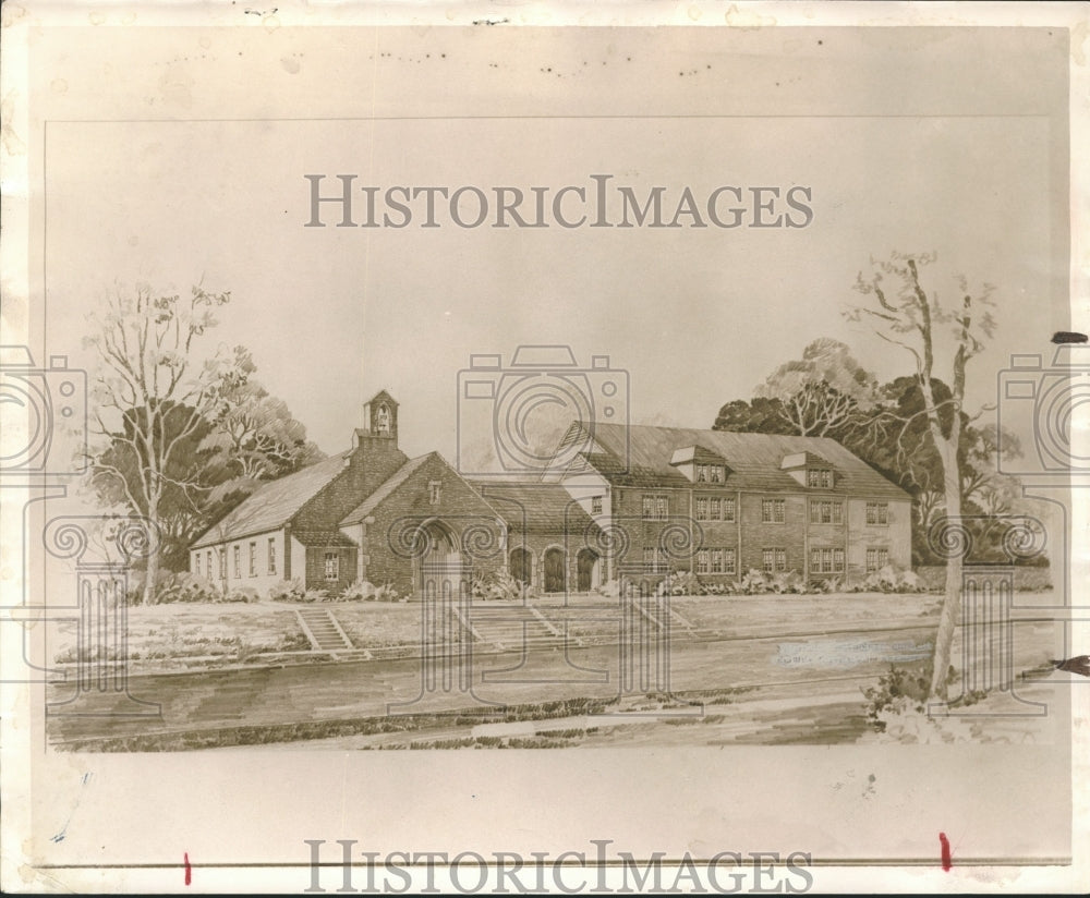 1952 Press Photo Drawing of Shadyside Methodist Church, Birmingham, Alabama- Historic Images