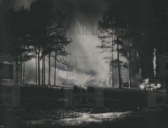 1966 Press Photo Fraternity House at Auburn University Burns, One Student Dies - Historic Images