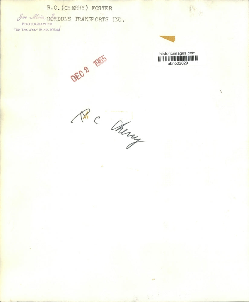 1965 Press Photo R. C. (Cherry) Foster, Gordons Transports, Incorporated