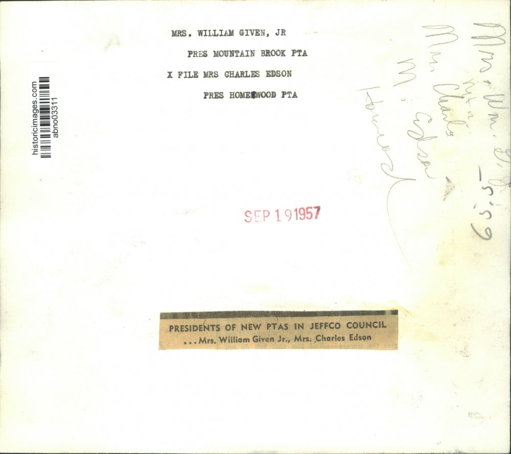 1957 Press Photo Presidents of Parent Teacher Associations in Jefferson County