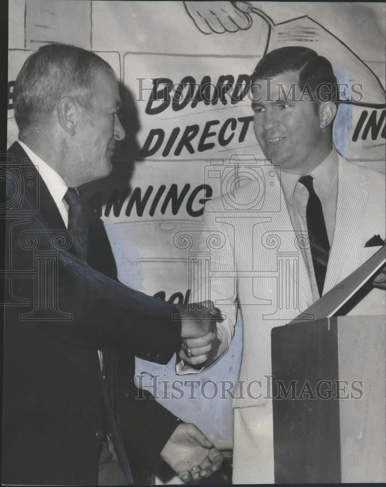 1969 Press Photo Jack Keith Receives Book from Thomas P. Glanton- Historic Images