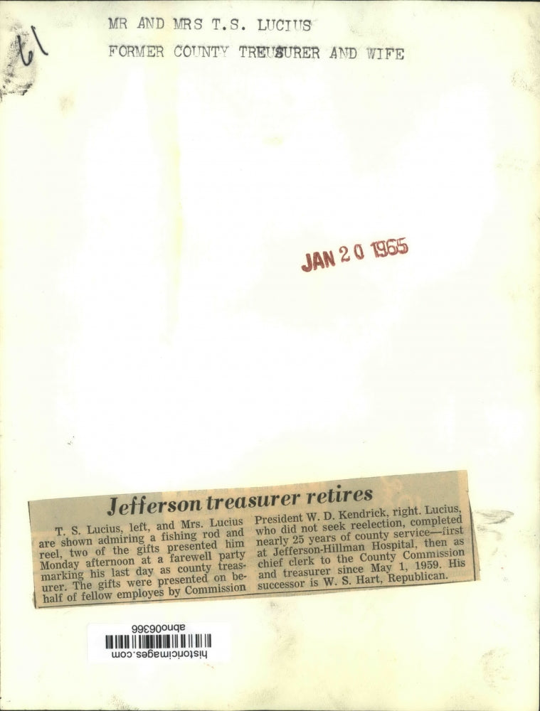 1965 Press Photo Mr. & Mrs. T.S. Lucius & man, retirement party, Alabama