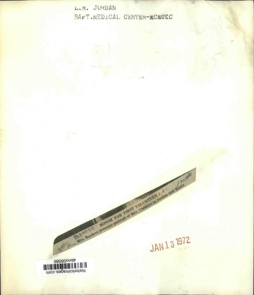 1972 Press Photo Portrait First Volunteer, Mrs. Childers, Baptist Medical Center