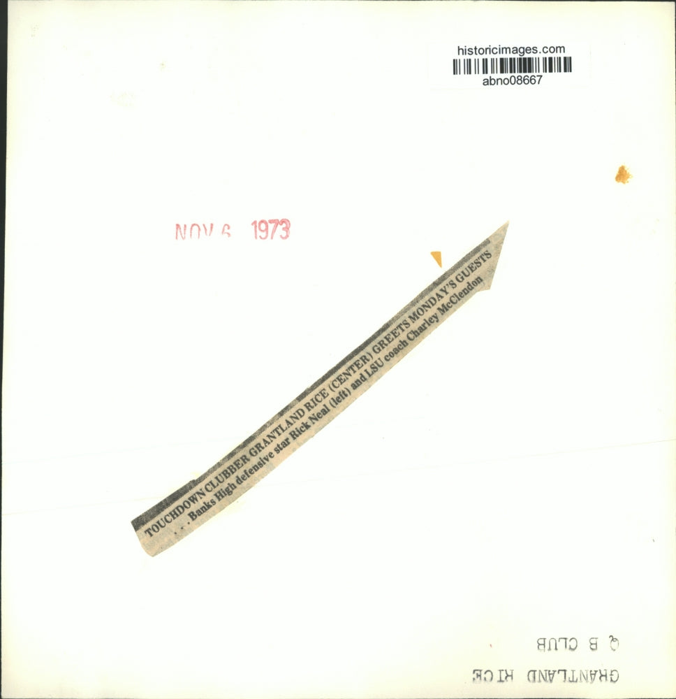 1973 Press Photo Grantland Rice, center, with Neal, player and LSU coach