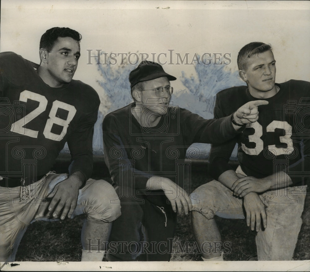 1953 Press Photo Ramsay Lions Football Players and Coach Mutt Reynolds - Historic Images