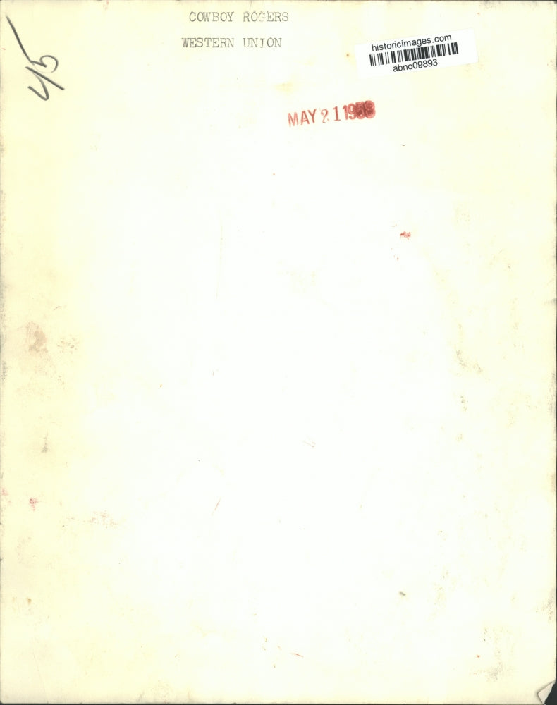 1958 Press Photo Cowboy Rogers, Western Union - abno09893