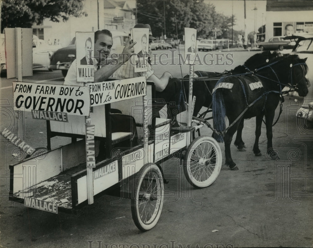1962 Press Photo Alabama Gubernatorial Candidate George Wallace Takes Pony Ride - Historic Images