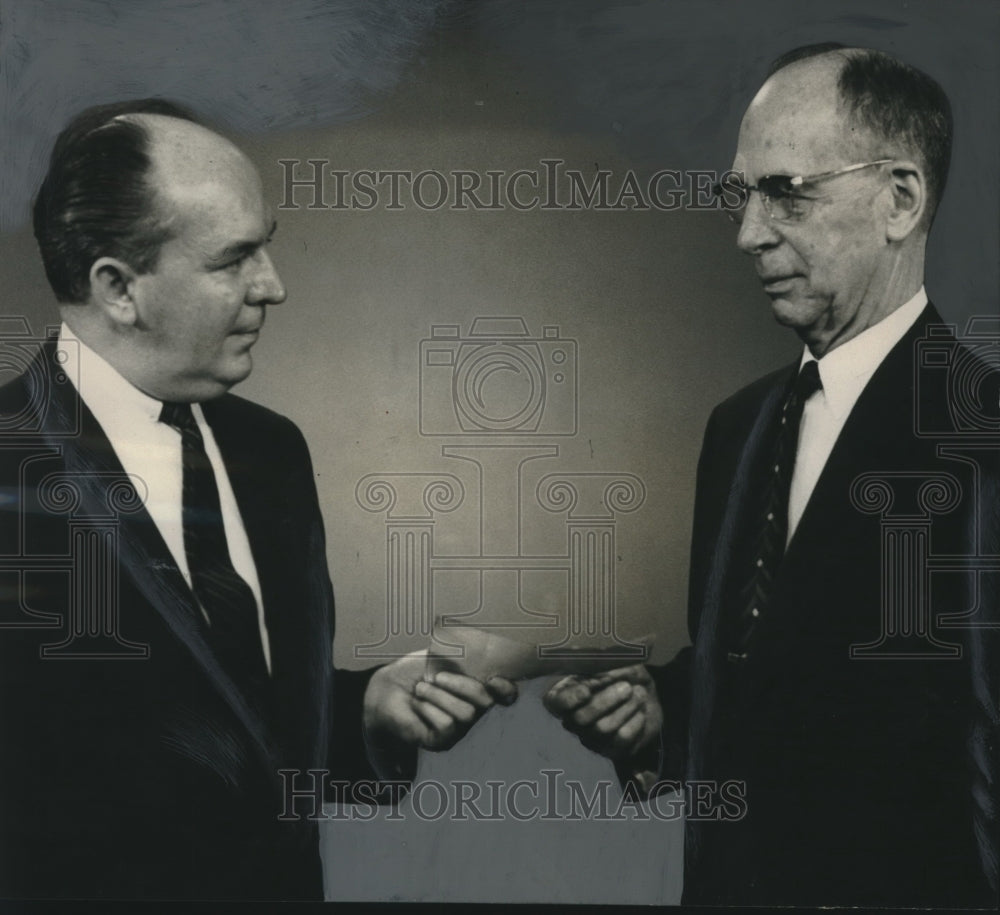 1961 Press Photo Joseph N. Greene, Birmingham Symphony, Gets Check from WBRC-TV- Historic Images