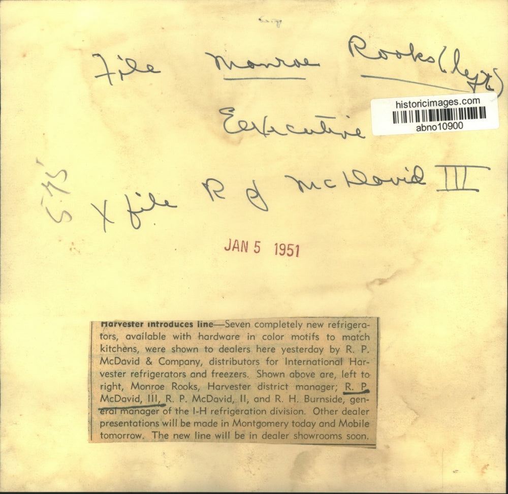 1951 Press Photo Monroe Rookes, Executive of International Harvester & others