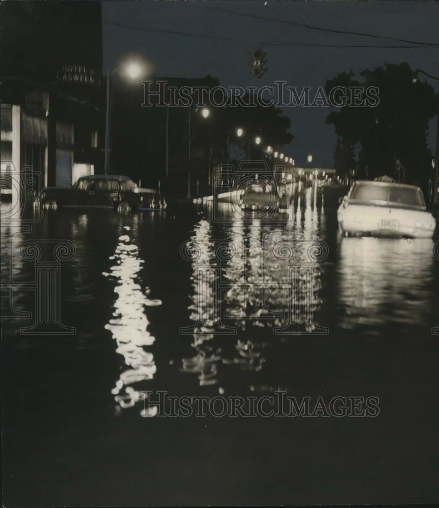 1967 Press Photo Flooded Street After Tornado in Alabama- Historic Images