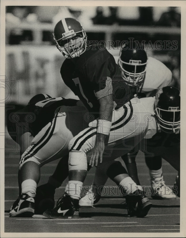1989 Press Photo Alabama&#39;s quarterback Jeff Dunn in game against Miss. State. - Historic Images