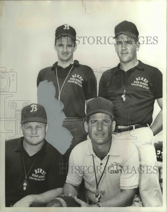 1965 Press Photo Football Bud Bishop With Berry High Schooling Staff - abns01441- Historic Images