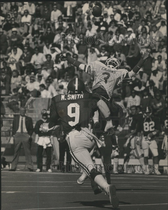 1987 Press Photo Alabama #9 Mike Smith, SW Louisiana #3 Willie Culpepper.